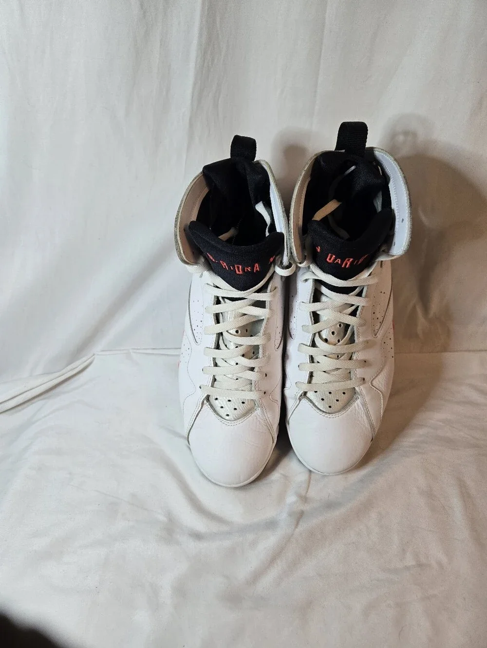 Jordan Men’s White Black & Orange High-Top Basketball Shoes